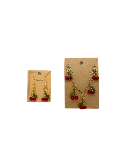 Cherry Necklace and Earrings Set