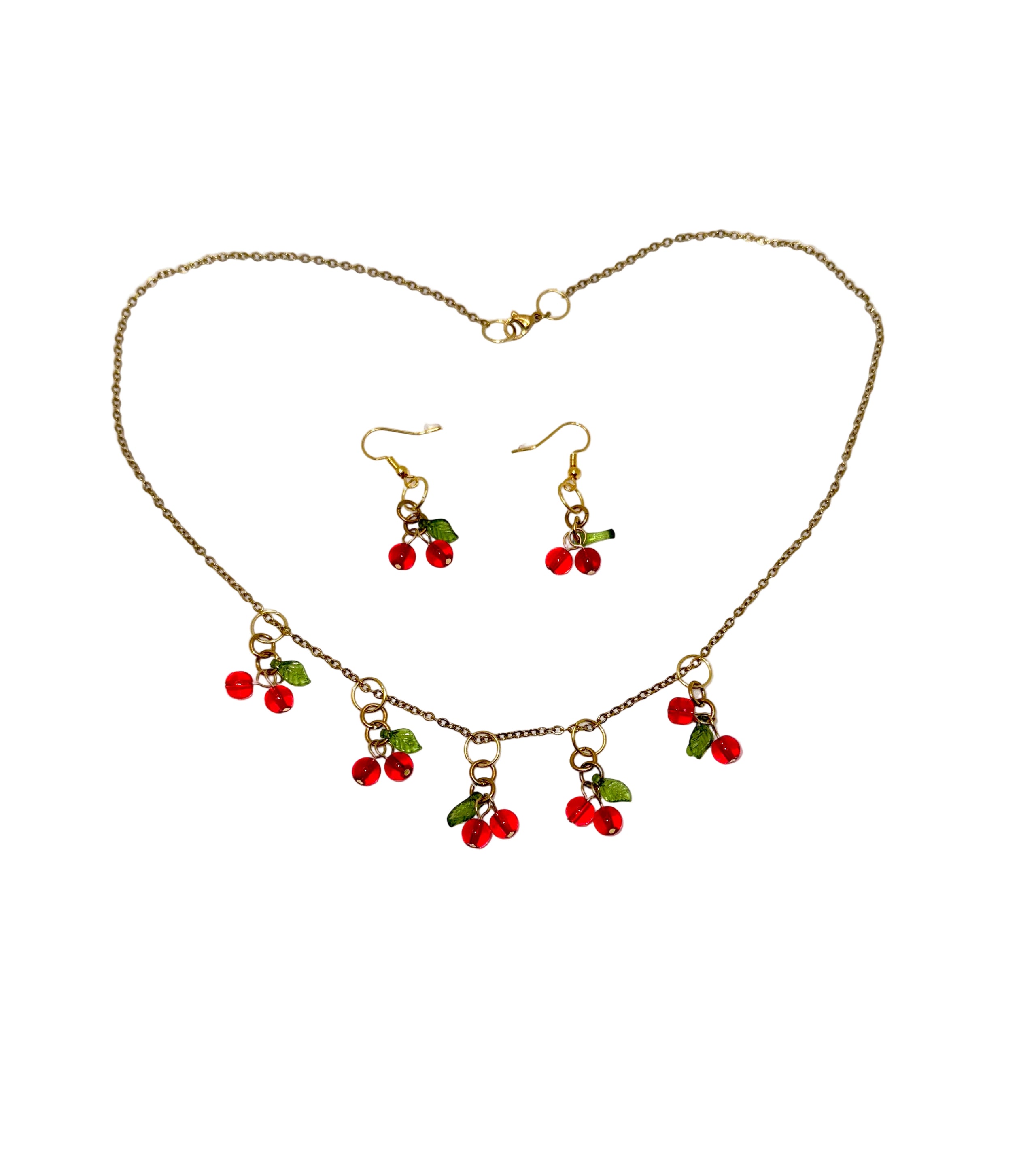 Cherry Necklace and Earrings Set