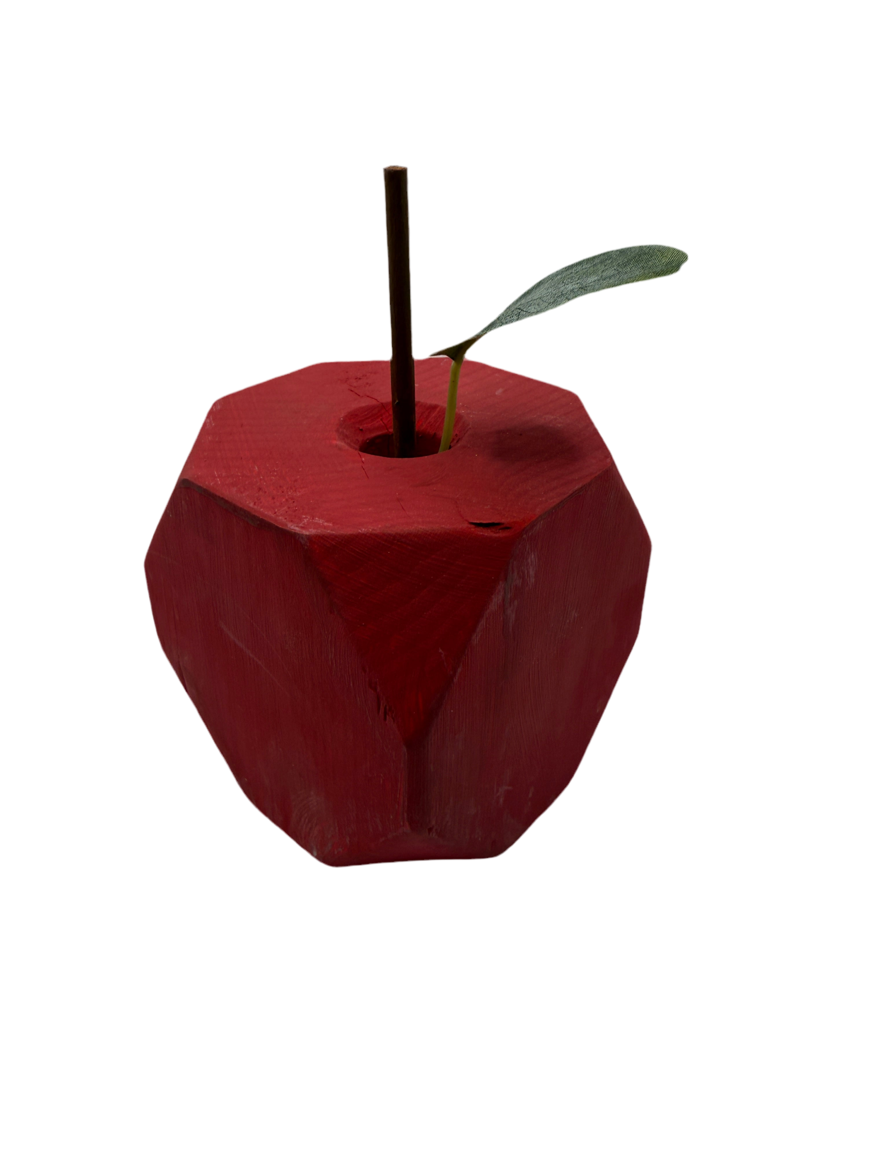 Wooden Apple Decor - Red